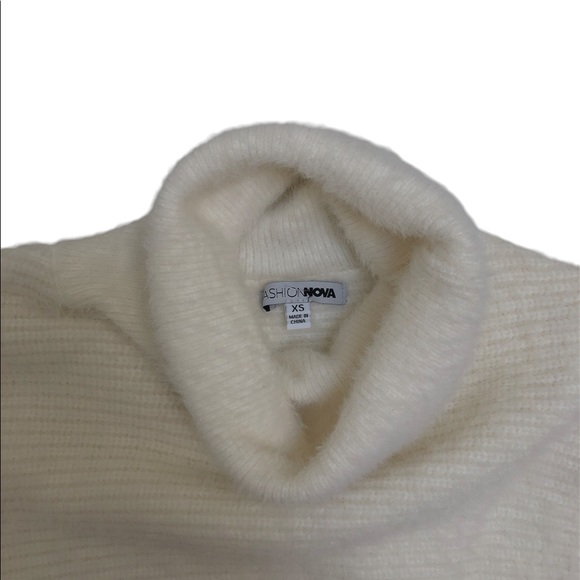 Fuzzy Cropped Turtleneck with Bell Sleeves - Picture 2 of 2